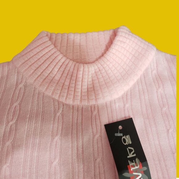 Jian Feng Cable Knit Mock Sweater Womens soft pink Medium - Picture 6 of 10